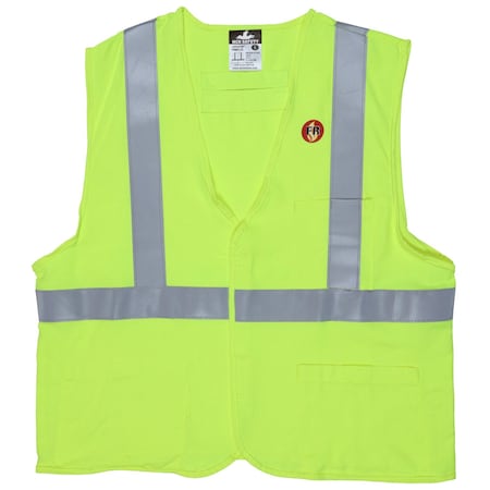 Mcr Safety Hi-Vis FR Safety Vest M Class 2 , Hook & Loop 3 Pockets FRMCL2LM
